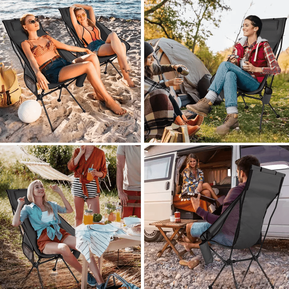 Chaise de Camping - FoldingCampingChair™ - Noir - KingTrekking